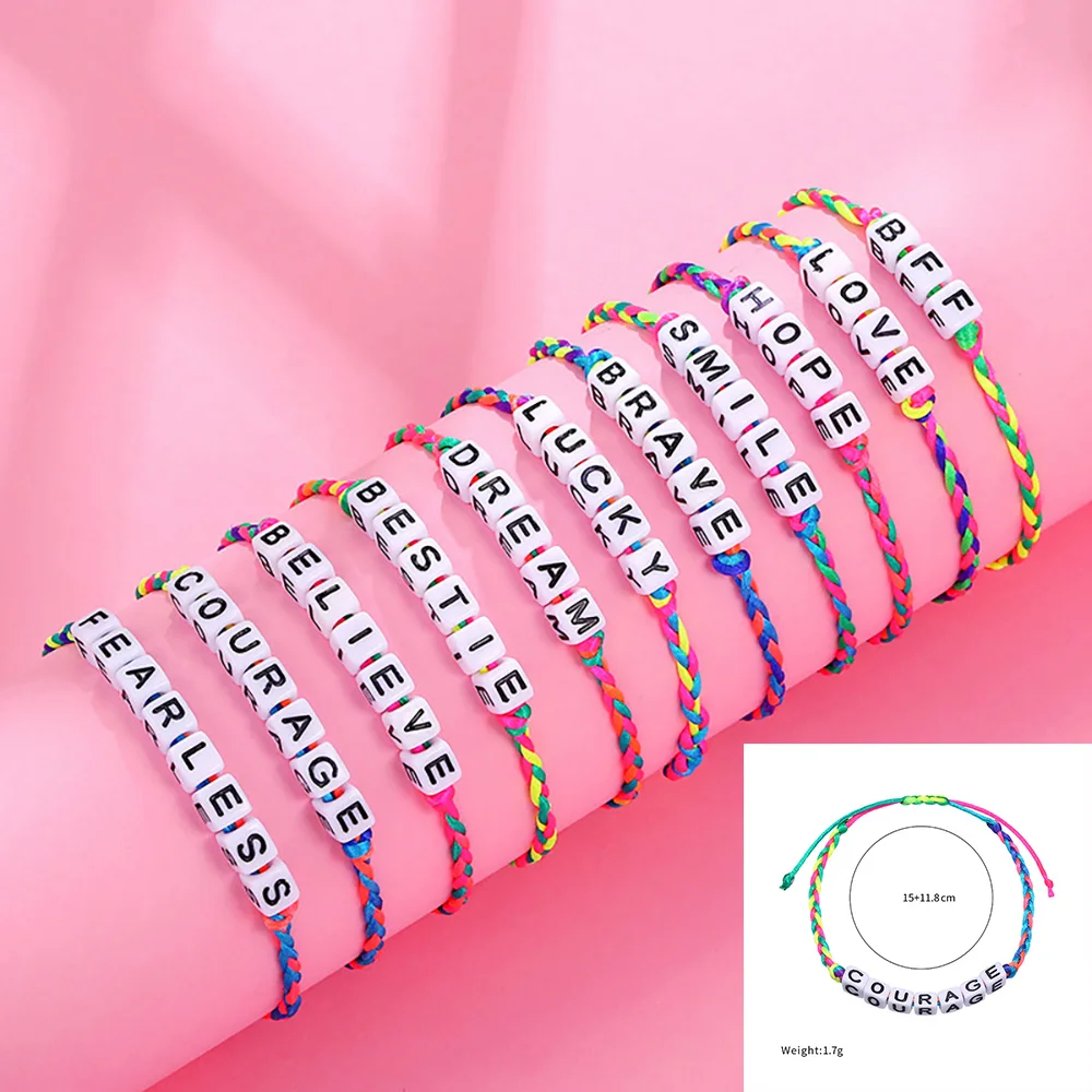 Fashion Children Letter Beaded Bracelet Colored Clay Charm Rope Chain Energy Bracelet DIY New Jewelry 2023 for Women Kids Gifts