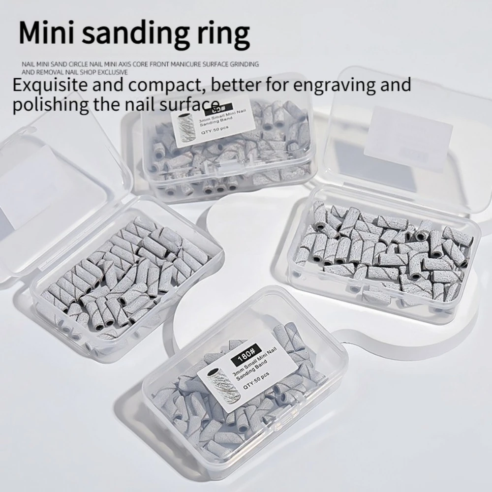 Mini Nail Art Sanding Ring Stainless Steel Axis Engraving Polishing Head Wear-Resistant Tool for Nail Care