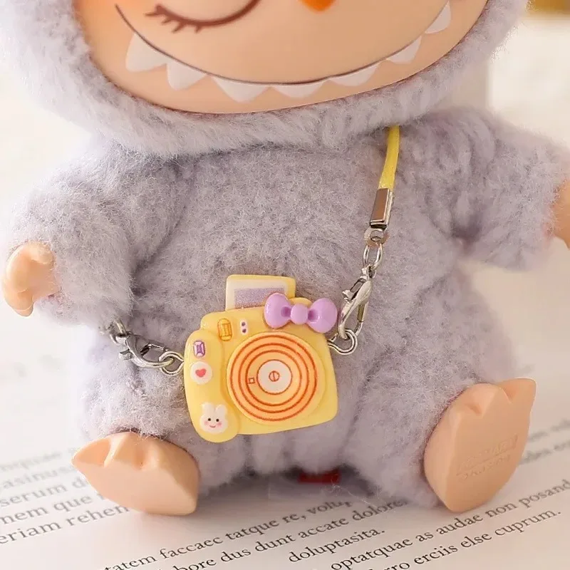 Mini DIY Camera Dress Up Plush Toy for 17cm Labubu Doll Accessories Dollhouse Hanging Neck Accessories Dollhouse Pendant