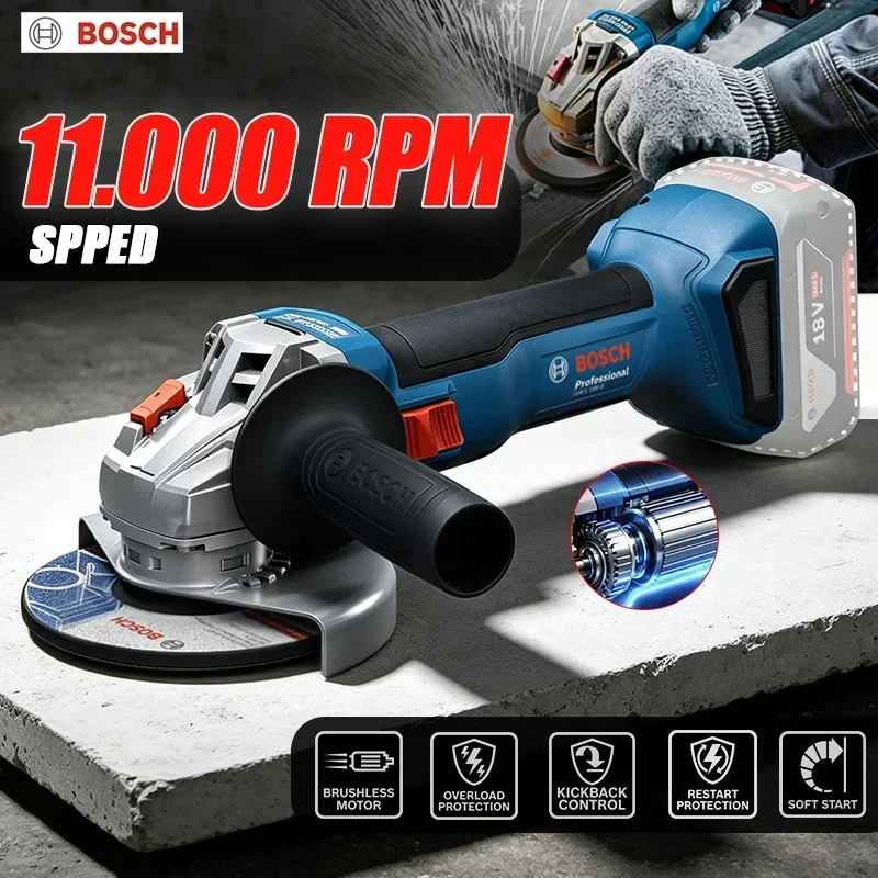 BOSCH GWS 18V-8 Cordless Angle Grinder 18V Professional Brushless M10 Slide Switch Metal Cutting Grinding BOSCH Power Tools