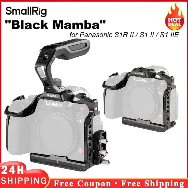 Kit de cage SmallRig « Black Mamba » pour Panasonic S1R II / S1 II / S1 IIE, plaque à dégagement rapide arca-swiss intégrée