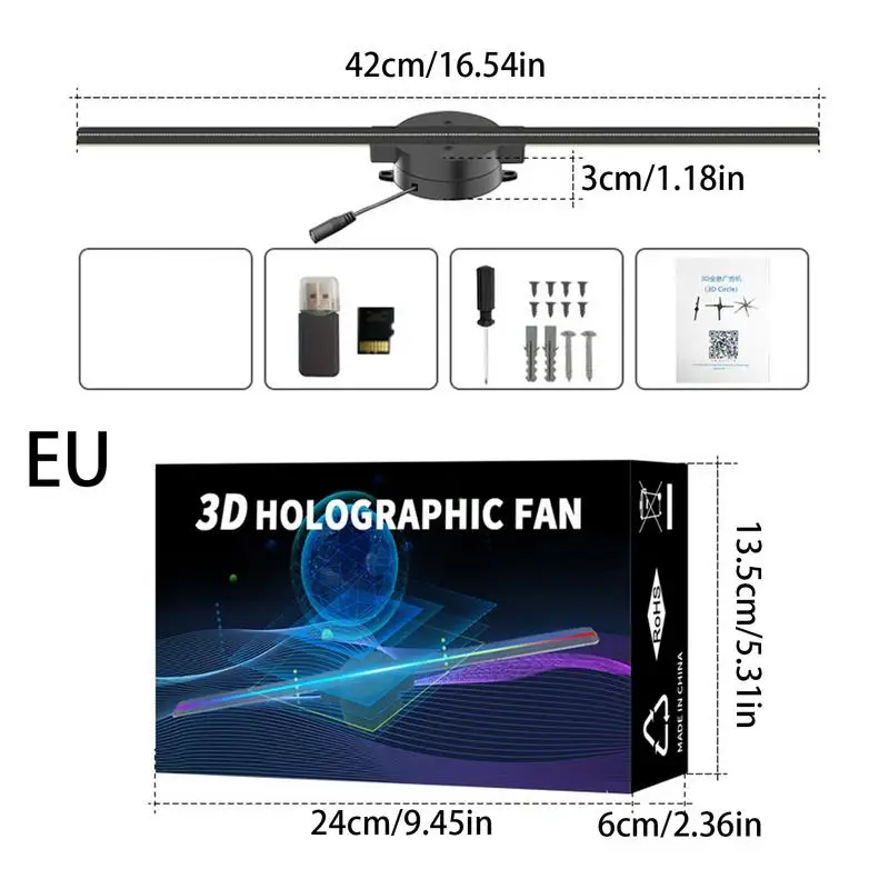 3D 홀로그램 선풍기, 42cm WiFi 3D 홀로그램 프로젝터, 광고 디스플레이 라이트, HD 홀로그램 프로젝터, 상점 바 파티 크리스마스