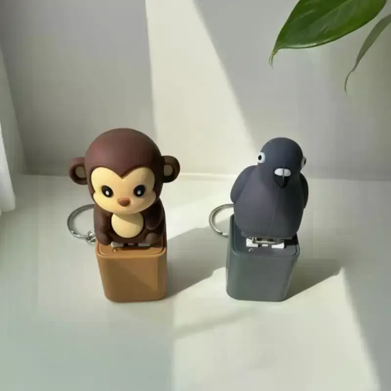 Monkey Pigeon Lamb Donkey Keyboard Fidget Toys: Keychain Finger Button Clicker Decompression LED Light