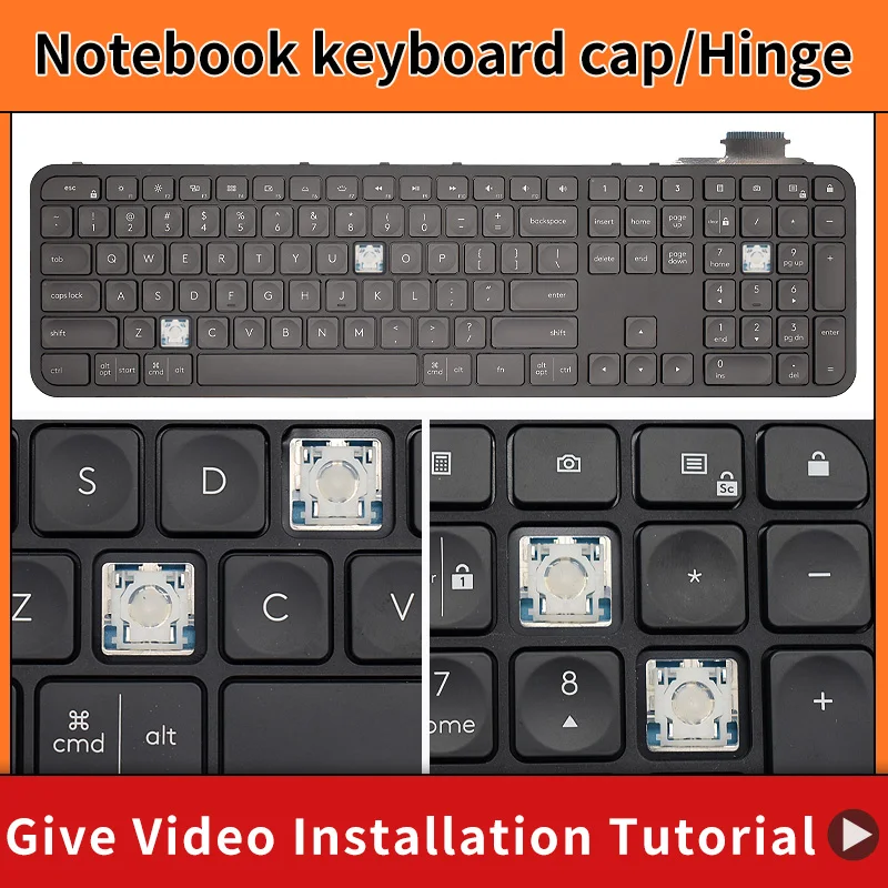 Sostituzione Keycap Key Cap e Clip a forbice e cerniera per Logitech Craft MX Keys Keyboard KEY & Clips GreyBlack