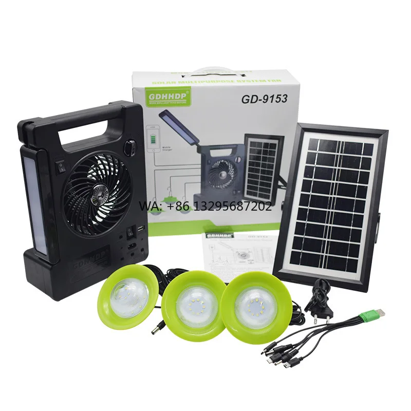 

Portable solar energy kit 9v 3.5w rechargeable solar fan solar lighting system with table fan for Africa The Southeast Asia