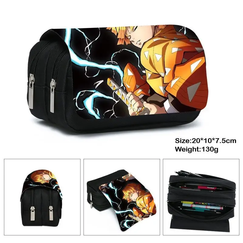 Demon Slayer Pencil Case Students Schoolbag Stationery Anime Cases School Cool Multi-function Brush Bag Gift Tanjirou Kyoujurou