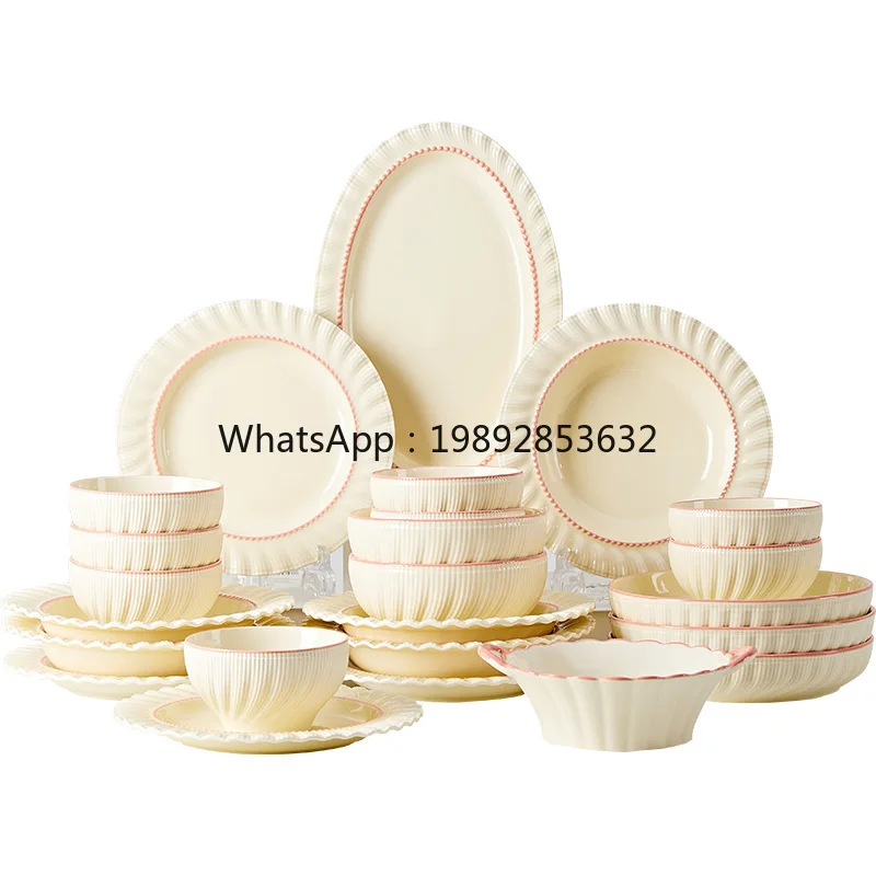 HYS Underglaze Color High Value Dish Set Ceramic Tableware Household Dish Set