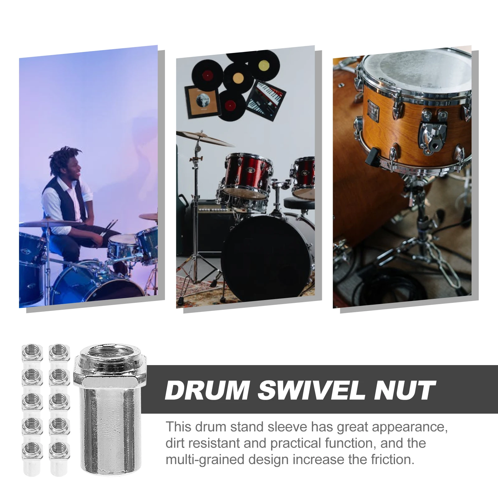 

20pcs Drum Screw Nut M5 5MM Silver Swivel Nuts for Tom Lug Tension Rod Parts Accessories Drum Supply Floor Spare Parts