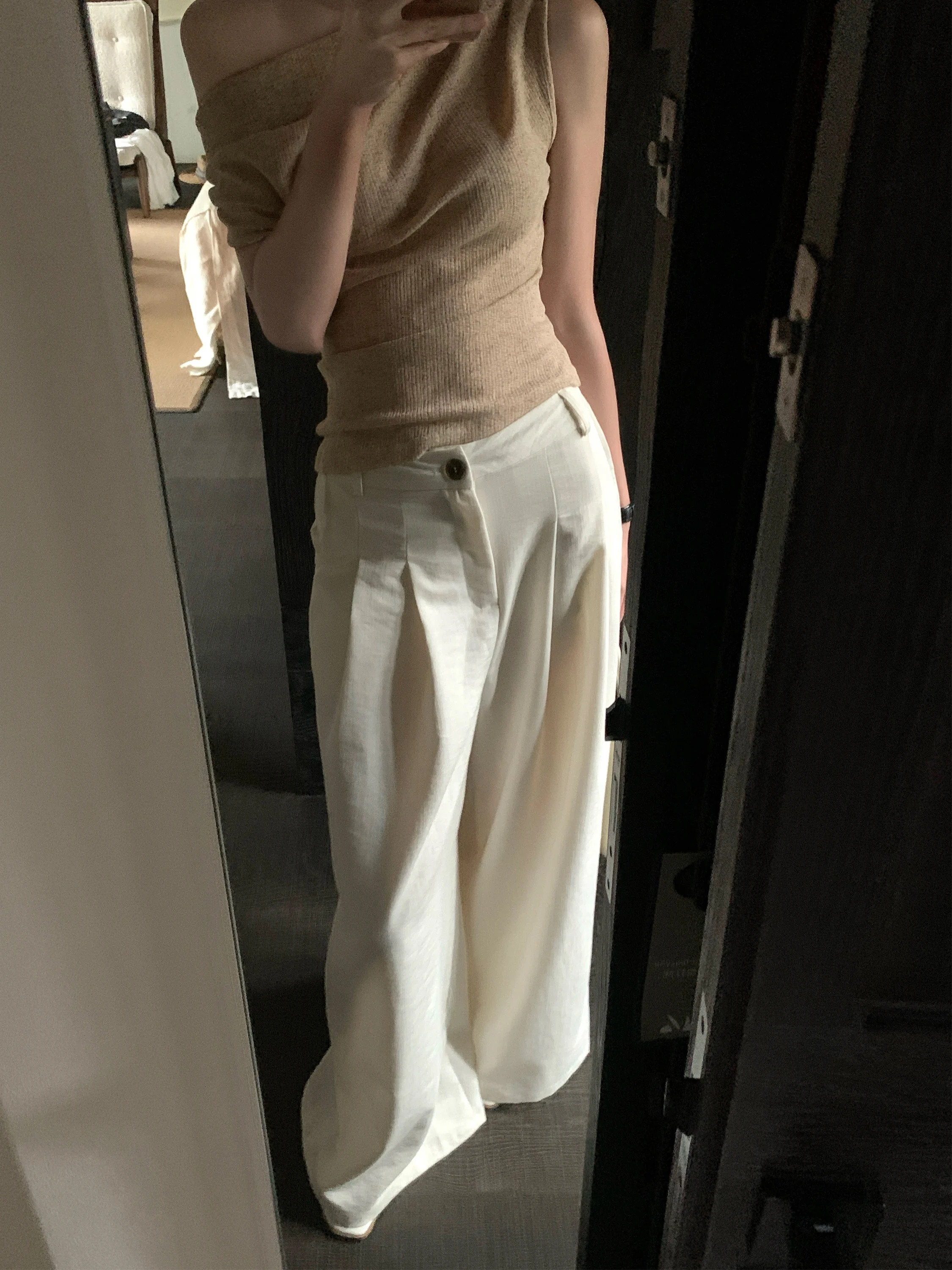 

White Wide Leg Pants Women Summer Thin Loose Casual Lazy Feel Long Trousers 2025 New Sle Comfortable Breathable Cotton
