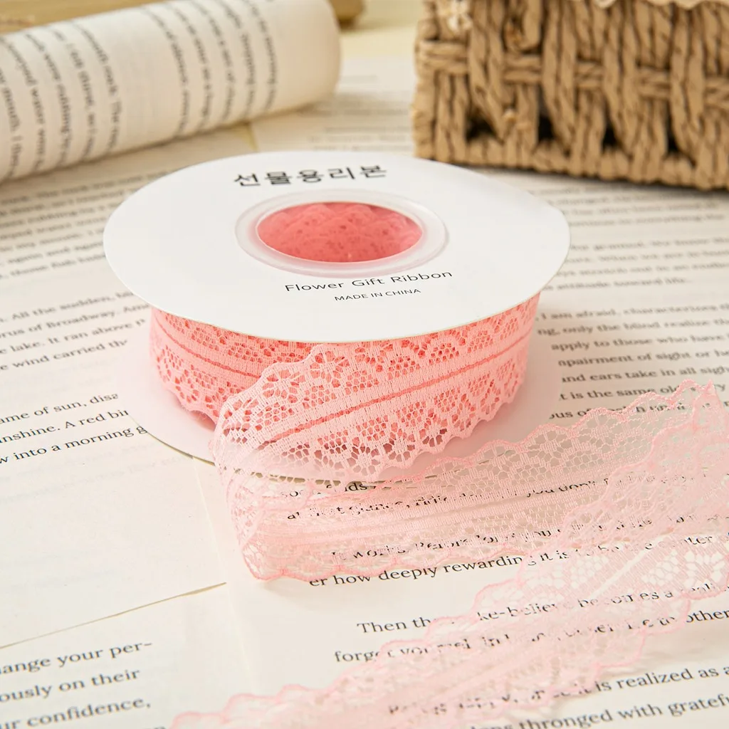 Wavy Ribbon Polyester Flower Wrapping Ribbon Hollow Out Lace Ribbon Semi Transparent For Cake Baking Decoration Wedding Flower