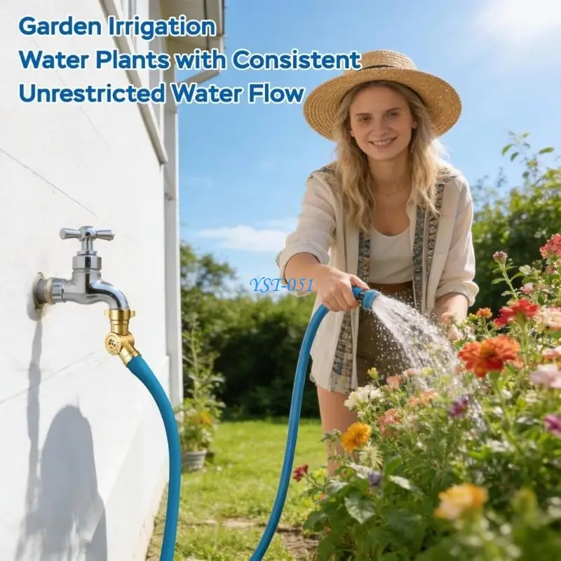 

E15A Faucet Adapter Double Rotating Brass Hose Connector For Easy Gardening