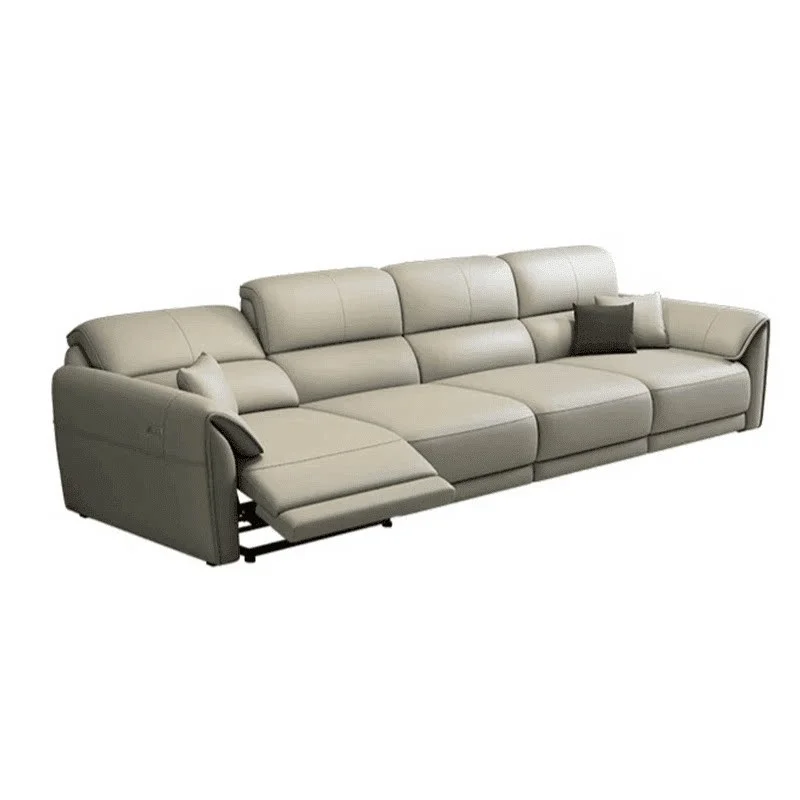 #Modern Minimalist Intelligent Electric Leather Sofa Zero Wall Design Top Grain Leather Multi Angle Adjustable Home Sofa