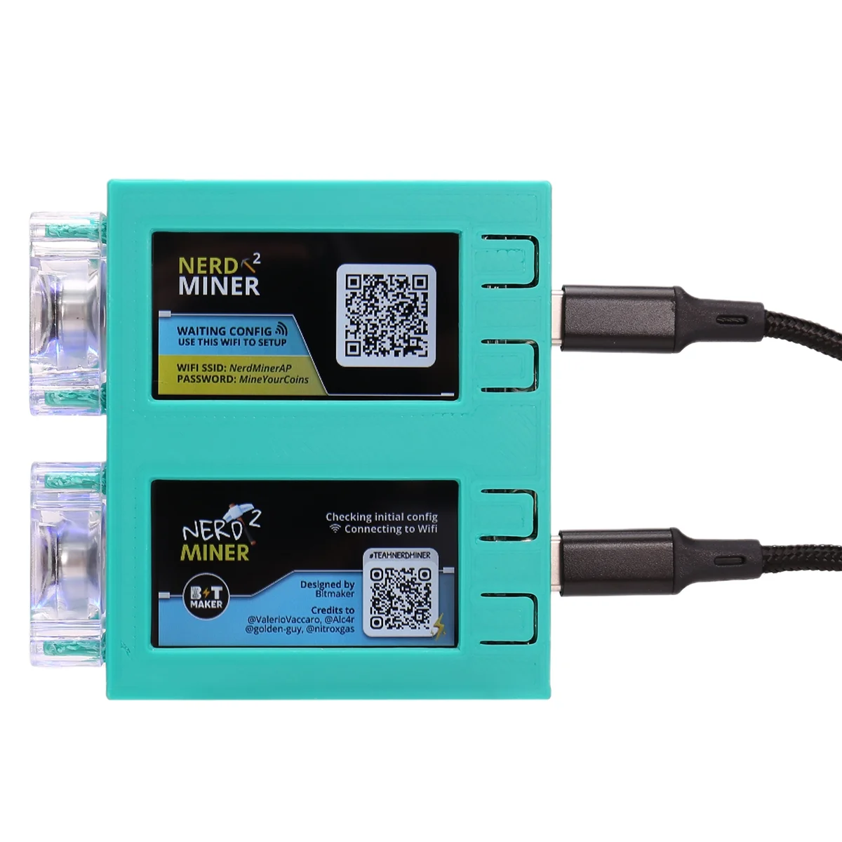 Für NerdMiner V2 Miner 78KH/Sx2 Dual Screen BTC Solo Lottery Miner Bitcoin Nerd Miner Lottery Miner mit leuchtendem Lüfter,B