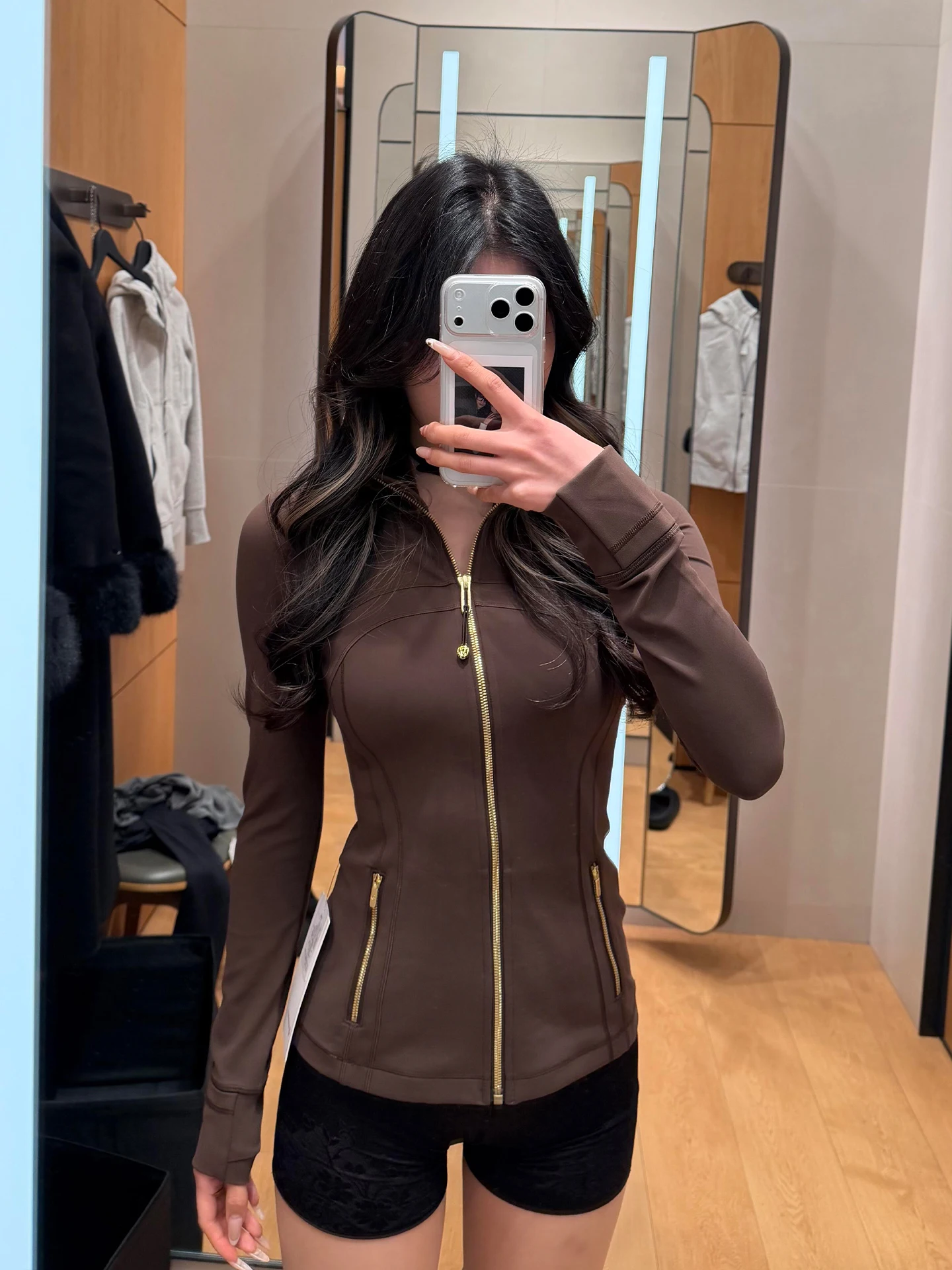 

Коричневая спортивная куртка для йоги и фитнеса женская осенне-зимняя, утягивающая, с эффектом улучшения фигуры, винтажная, на молнии, с защитой от солнца