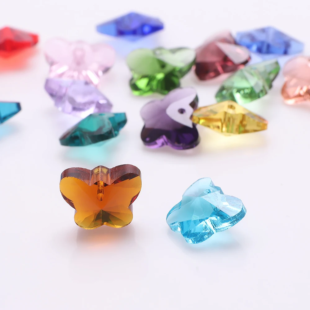 20Pcs 14mm Crystal Butterfly Pendants Glass Beads Spacer Charms for DIY Jewelry Making Earrings Necklaces Bracelets Accessories