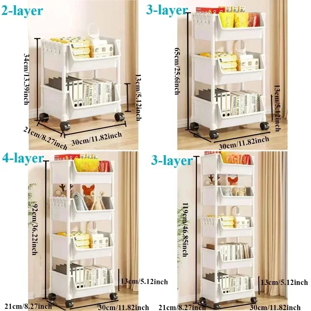 Mobile Bookshelf Floor Storage RackStorage Rack Kitchen Corner Narrow Slit Storage Cabinet Bathroom Living Room Home Organizer