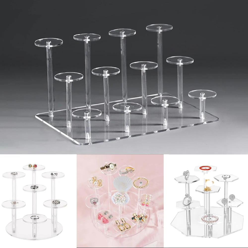 

12 Tier Acrylic Clear Jewelry Organizer Display Storage Stands Display Risers for Perfume Watches Rings Figure Storage Shelf