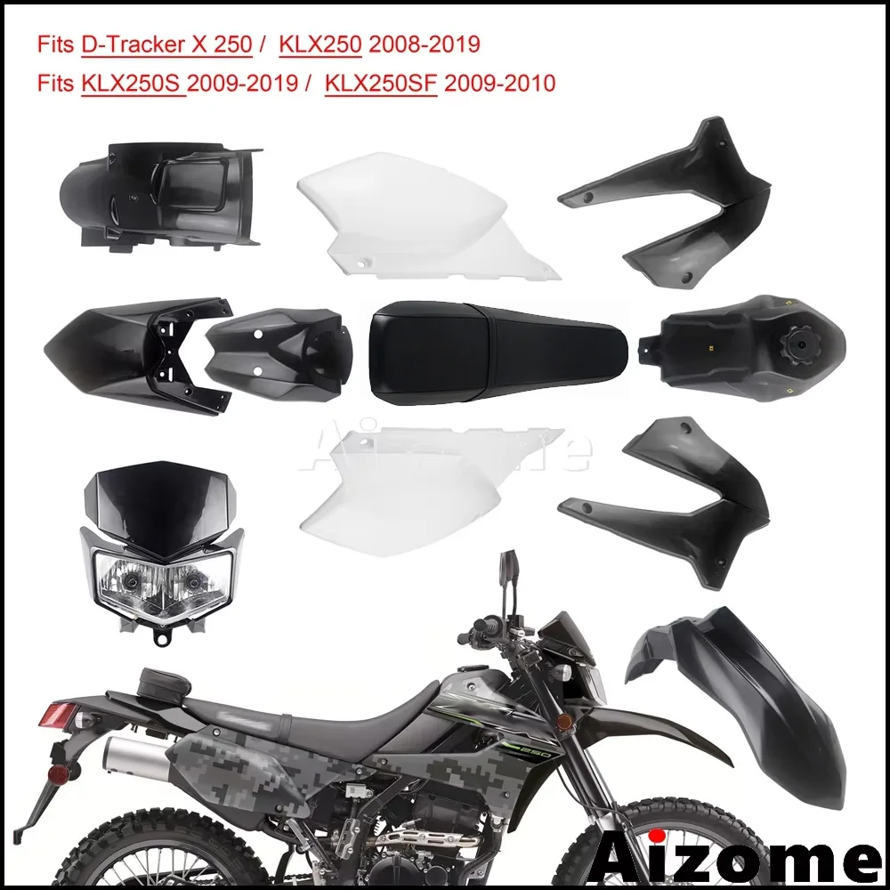 

Full Plastic Fairing Kit For Kawasaki D-Tracker X KLX250 SF KLX250S w/Enduro Motocross Headlight/Outer Shell/Fuel Tank/Rear Seat