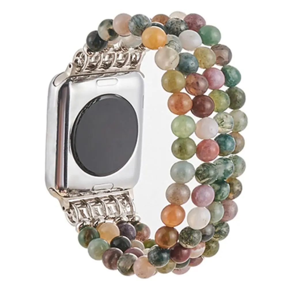 Correa elástica para reloj de 38mm/49mm, piedras con cuentas, pulsera para amantes, accesorios elásticos para reloj Apple