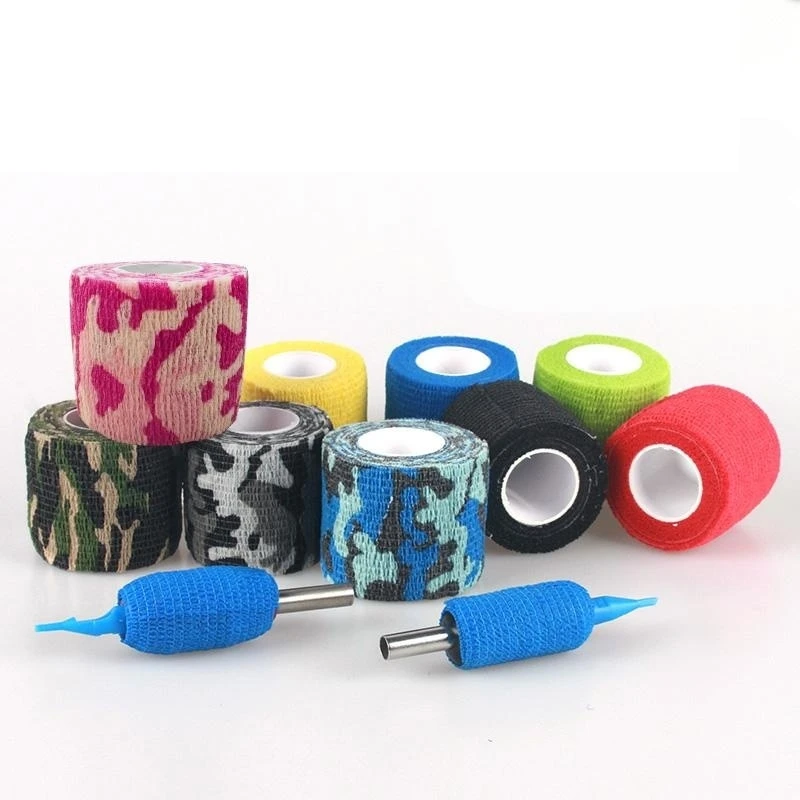 4 Sizes Gauze Tape Cohesive Bandage Wound Plasters Camouflage Tattoo Grid High Elastic Body Ankle Tape for Fingers Wrist Knee