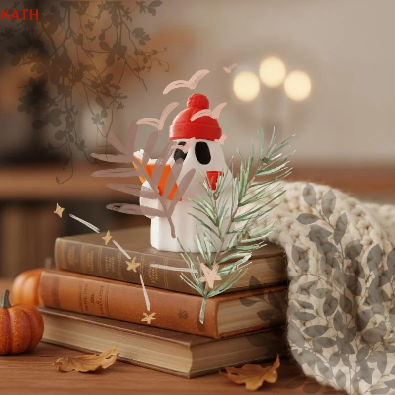 Cute Ghost Reader Figurine Collectible: Ornaments Fashionable Fun Christmas Decor Living Room Desk Display