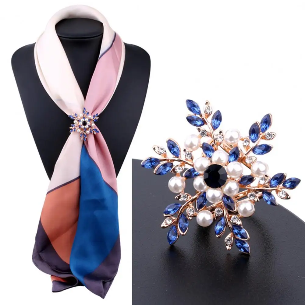 Elegant Scarf Holder Scarf Buckle Clip Slide-on Ring Flower Rhinestone Accessory for Shirts Clothing Parties Events Special
