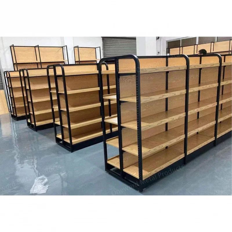 custom.Custom Wooden Retail Shelving Display Shop Shelves Cosmetic Grocery Display Convenience Store Rack Shelves Retail Sto