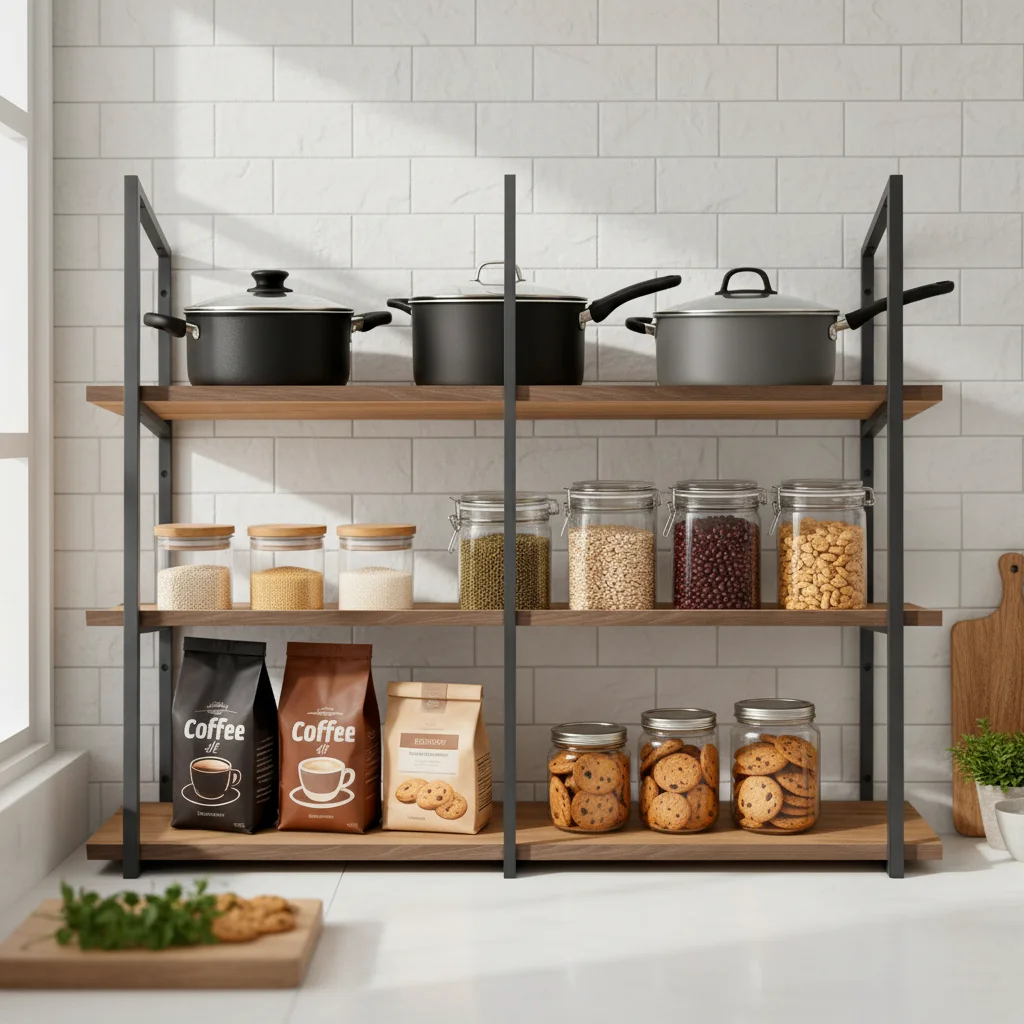 

3-Tier Heavy Duty Iron Shelf Brackets Wall Floor Ceiling Mount Storage Rack with Screws for Garage Kitchen Organization