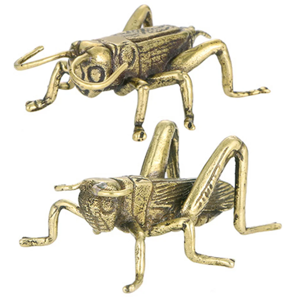 2 Pcs Cricket Ornaments Tea Party Favors Vintage Crickets Statue Simulation Decor Decorate Statues Tabletop Brass Exquisite