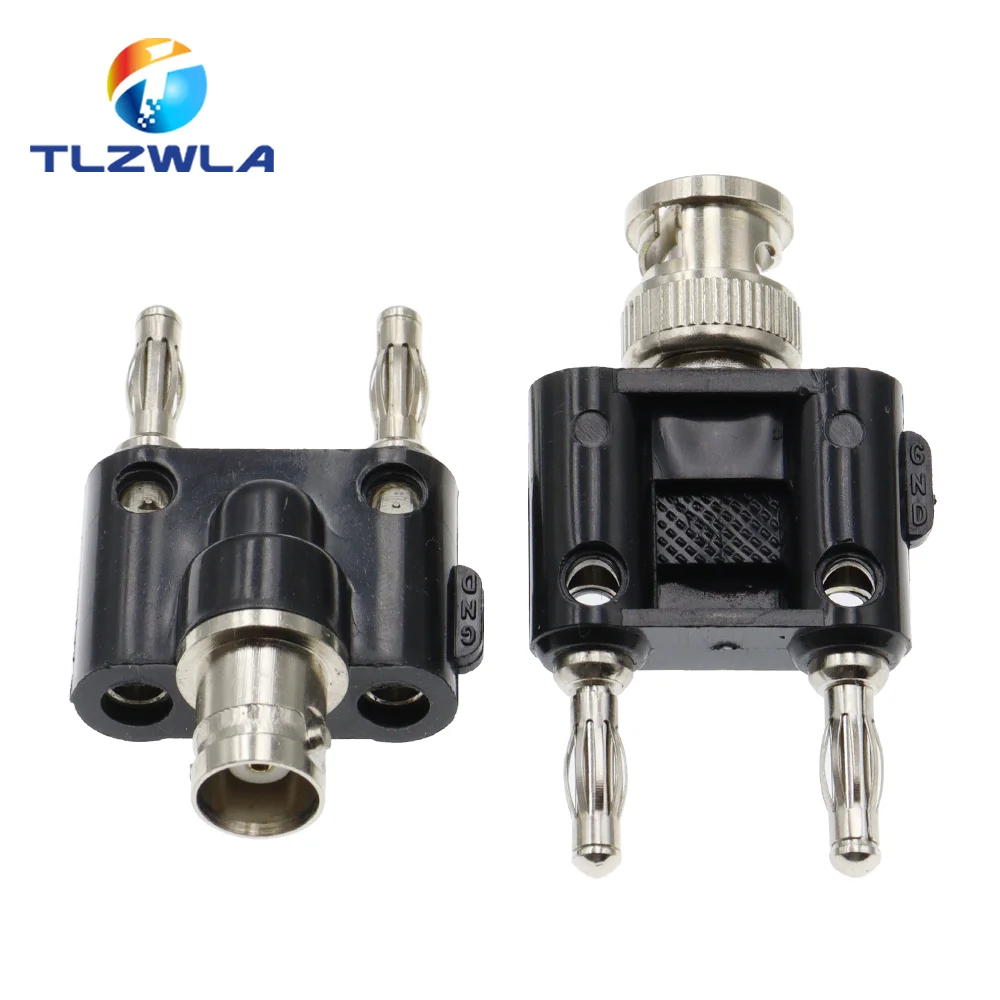 1PCS Q9 BNC Banana To Two Dual 4mm Banana Male Female Jack Coaxial Connector BNC Tee Type 3Way Splitter RF Adapter High Quanlity