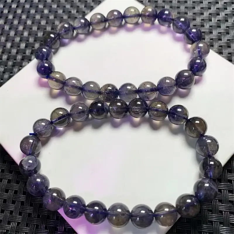 8.7 مللي متر سوار Iolite الطبيعي النساء الريكي شفاء ستراند أساور مجوهرات للإناث هدية 1 قطعة