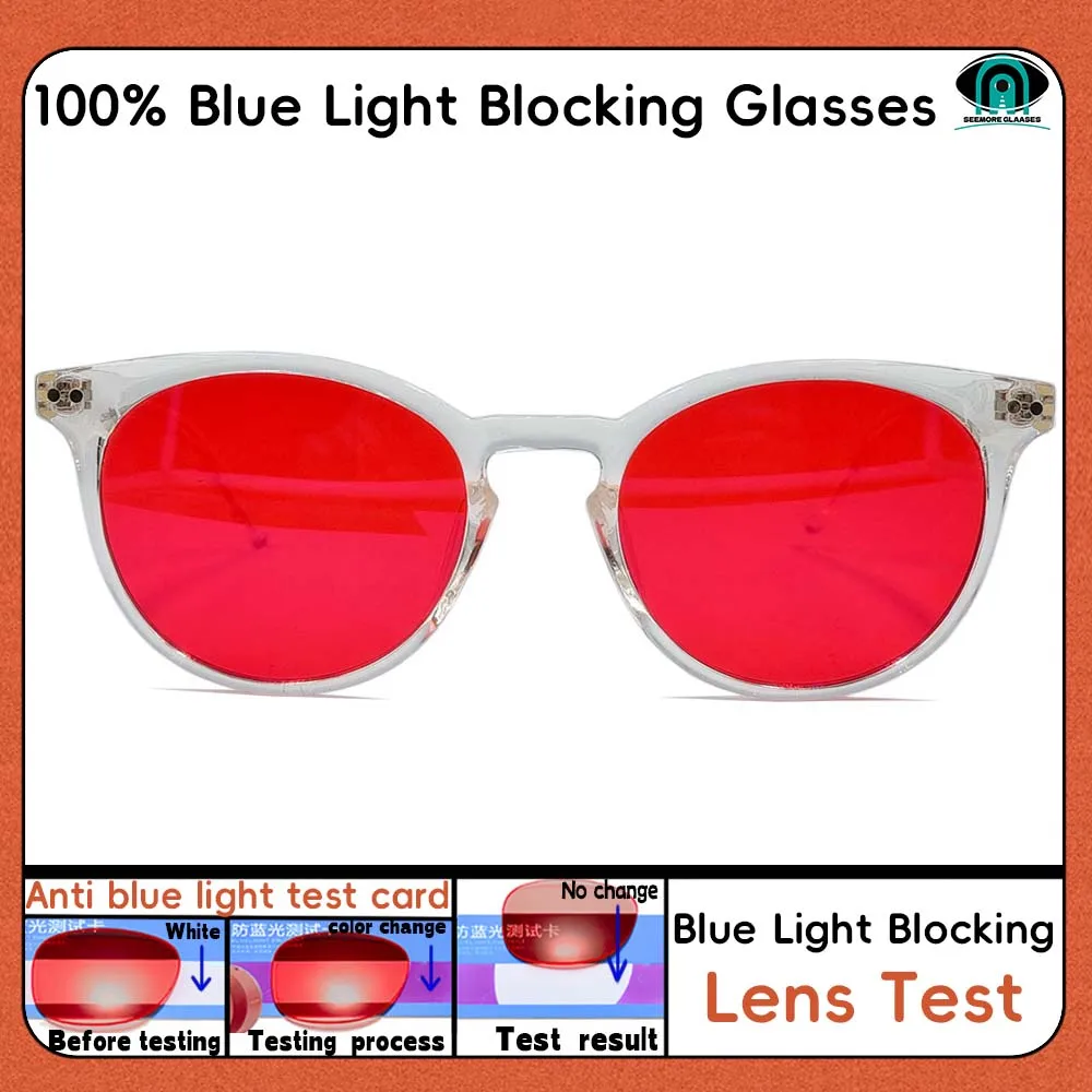 Blue Light Blocking 100%  Frame Fashionable Glasses Red Lens，Orange Lens Gaming Glasses Anti fatigue Glasses Eyewear