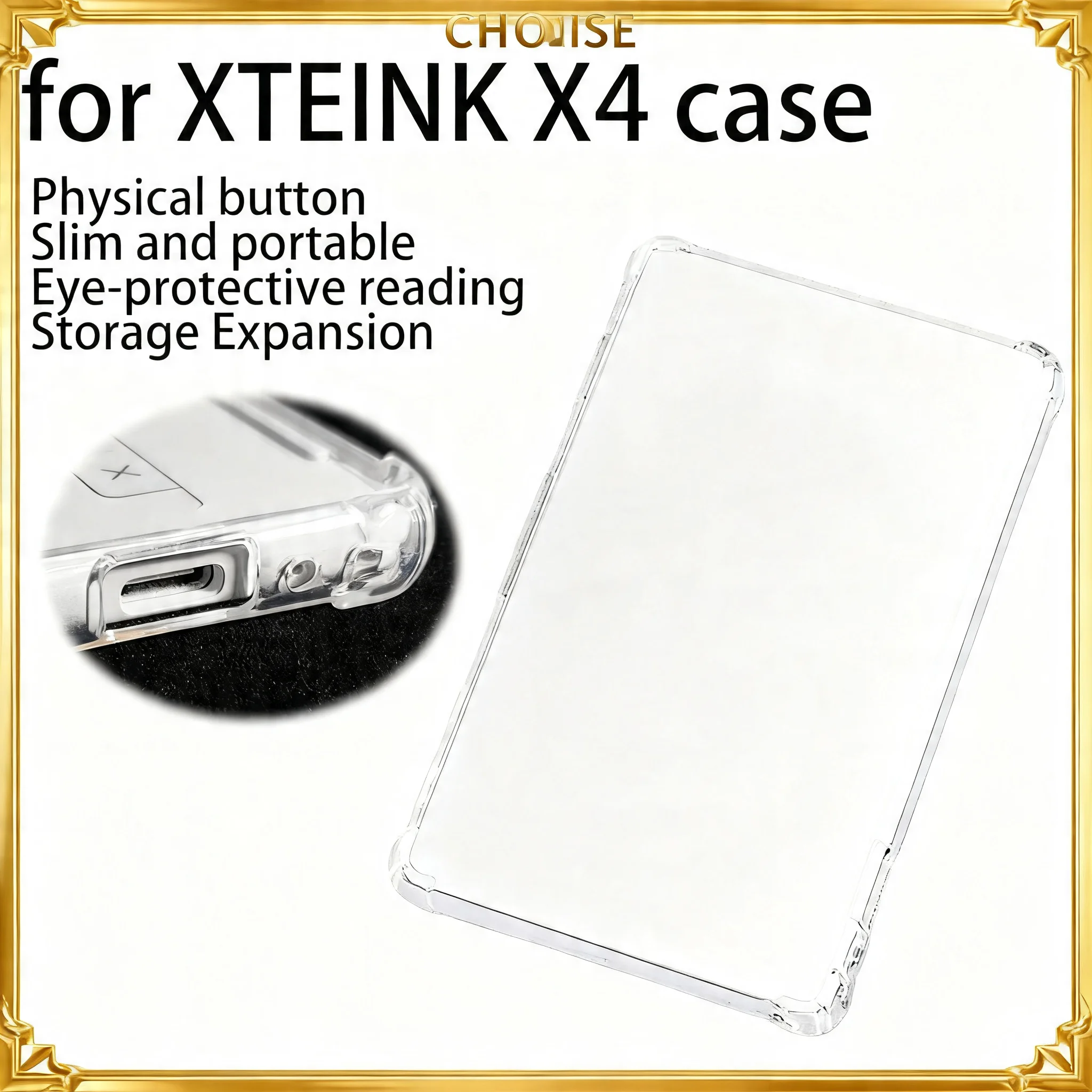 

2026 new For XTEINK X4 Anti-Falling Case E-Book 4.3" Original Protective Back Cover Soft TPU Shockproof Back Clear Case ON