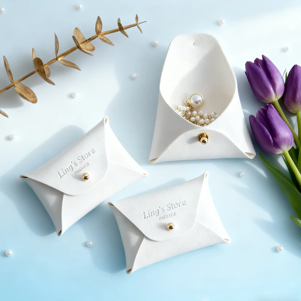 

Custom Logo PU Leather Coin Jewelry Gift Box Earrings Ring Earphone Cable Packaging Purse Bag Organizer Trinket Button DIY Pouch