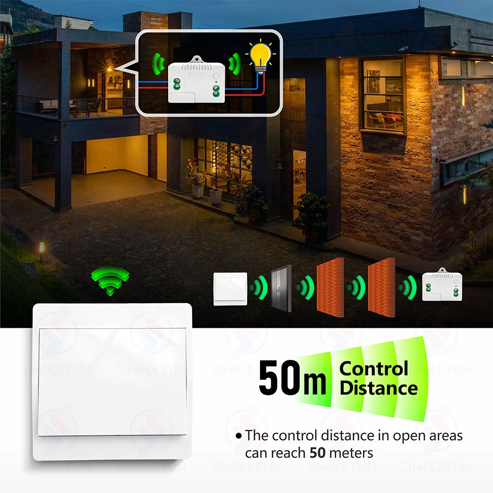 433MHz Kinetic Wireless Light Switch Self Powered Wireless Wall Switch No Need Battery 110V 220V Relay Module with Fuse for Lamp