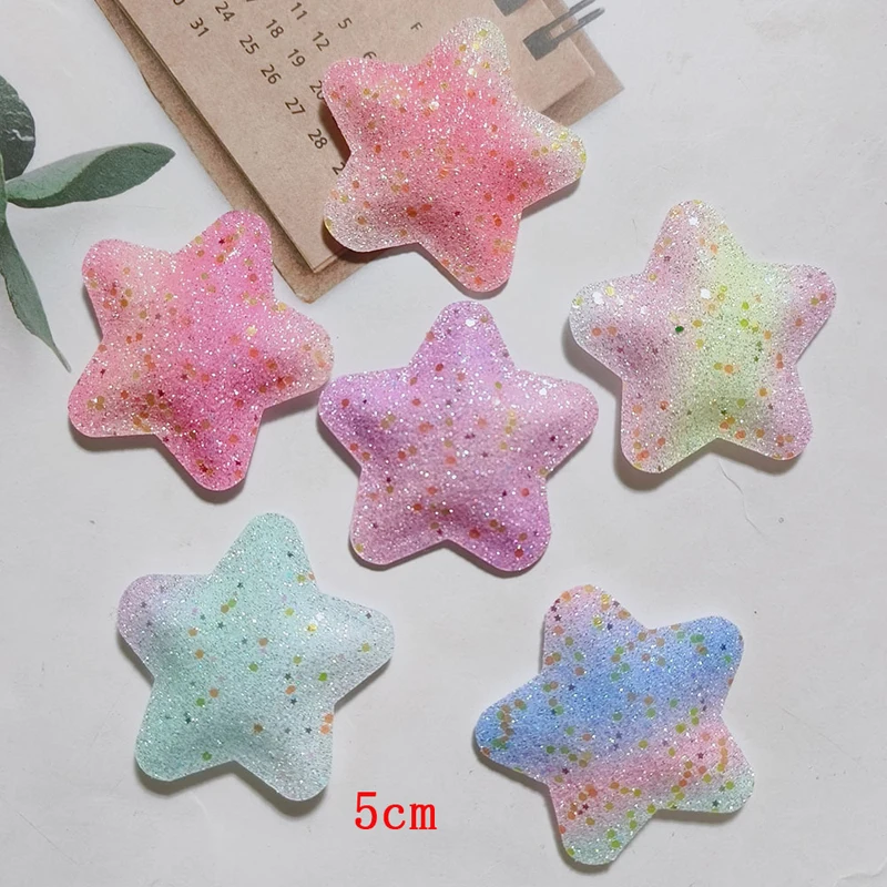 50MM Glitter Sequined Gold Five Pointed Star Children's Hair Accessories Shoes Clothing, Bags, Accessories Rainbow Colored