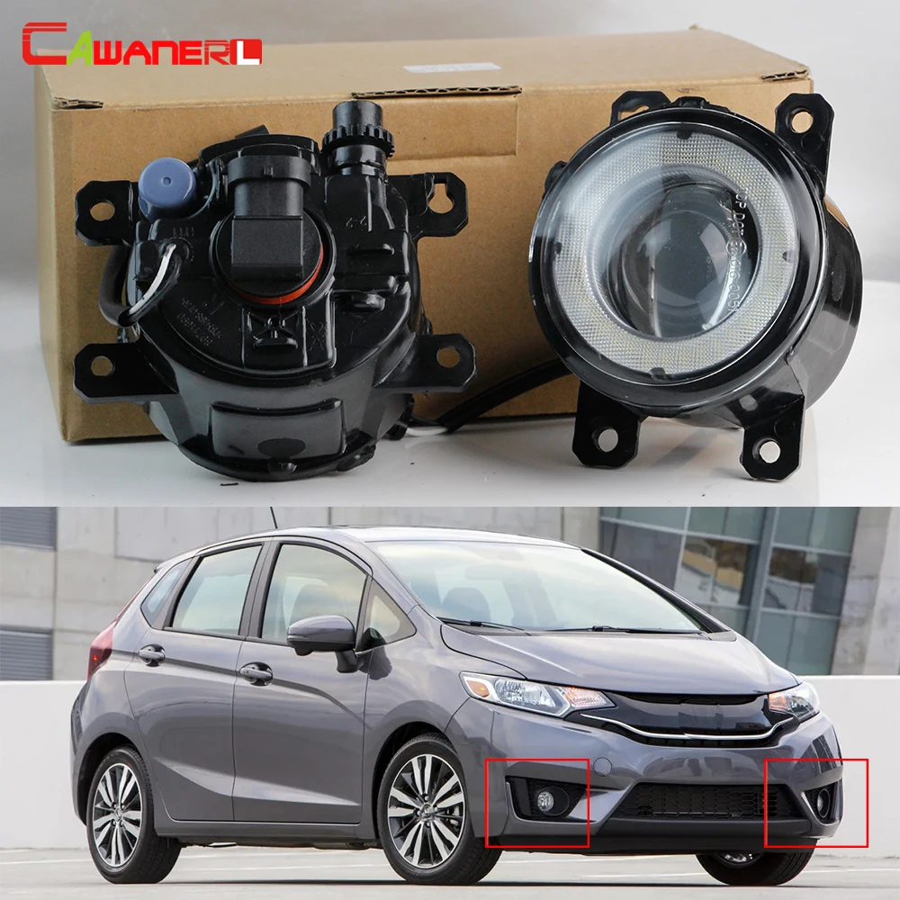 2 X Car Left + Right Fog Light Assembly LED Angel Eye DRL Daytime Running Light For Honda Fit Jazz 2015 2016 2017 2018 2019 2020