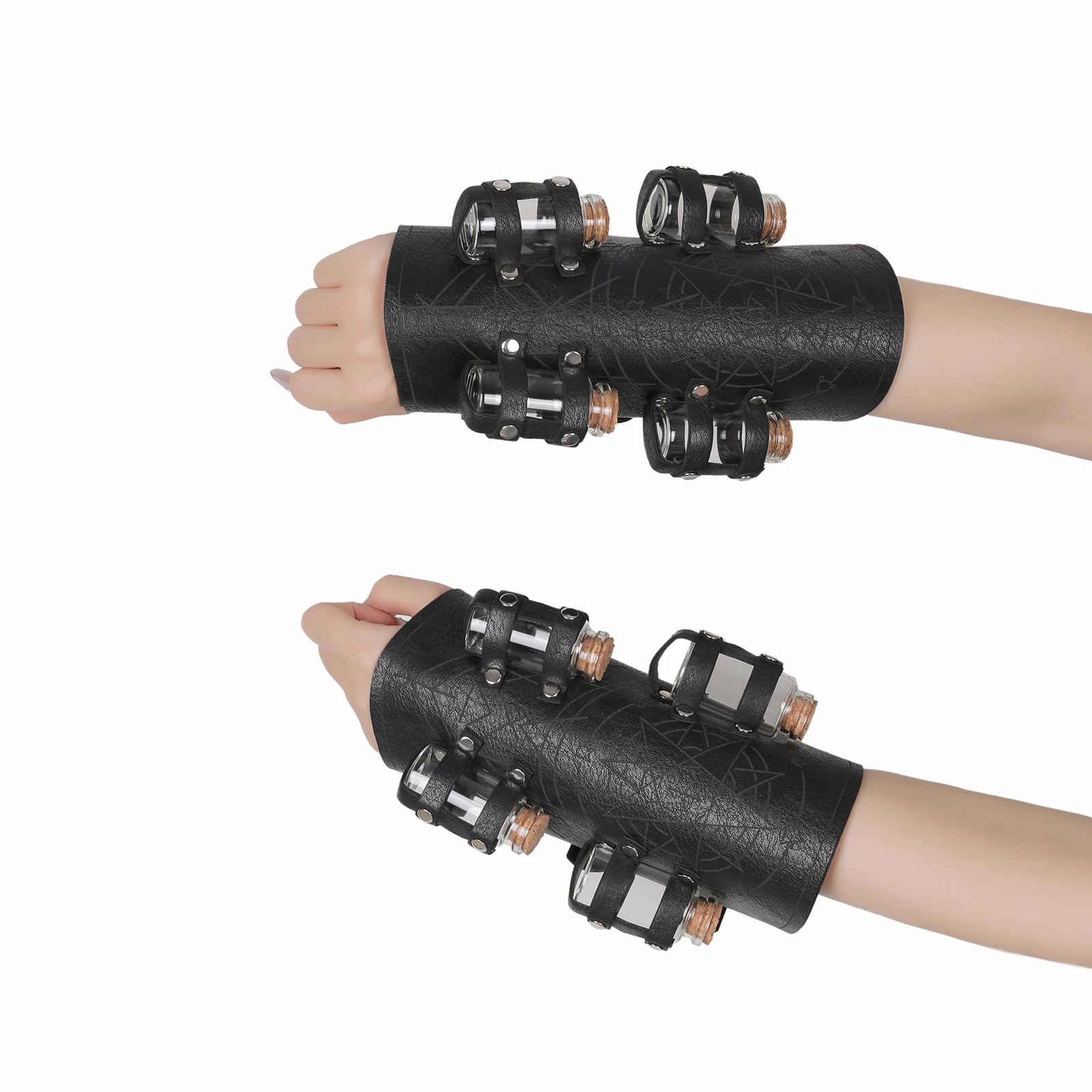 Medieval Wrist Guard With 8 Cork Vials Steampunk Arm Guard Gothic Viking Bracelet Wizard Pirate Witch Costume Accessories
