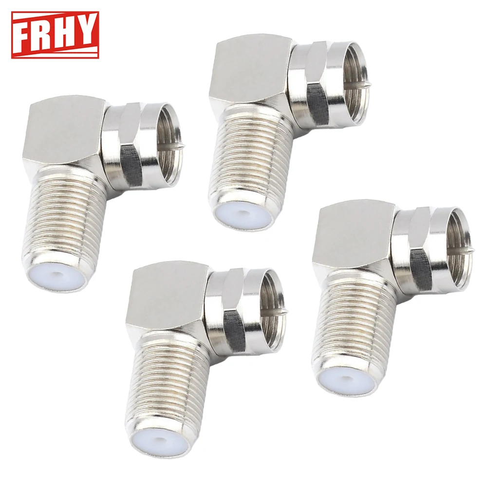4PCS 90° Coaxial Cable Adapter Set, F Type Female To Male & F Male To F81 Female Extender, RG6 Pin for Wall Plates