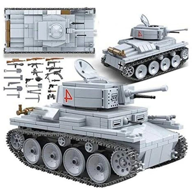 535 Piece Military Army Lt-38 Panzer Tank Panzerkampfwagen 38(t) Tank Set Building Block Set Vehicle Building Brick