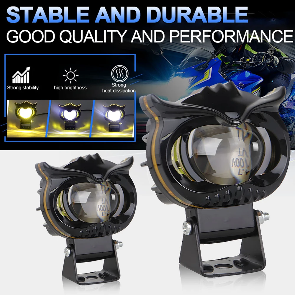 

Mini Driving Lights Spotlights White+Yellow LED Headlights Bulbs for Motorcycle Car Owl scooter motorbike accessories Fog Lamp