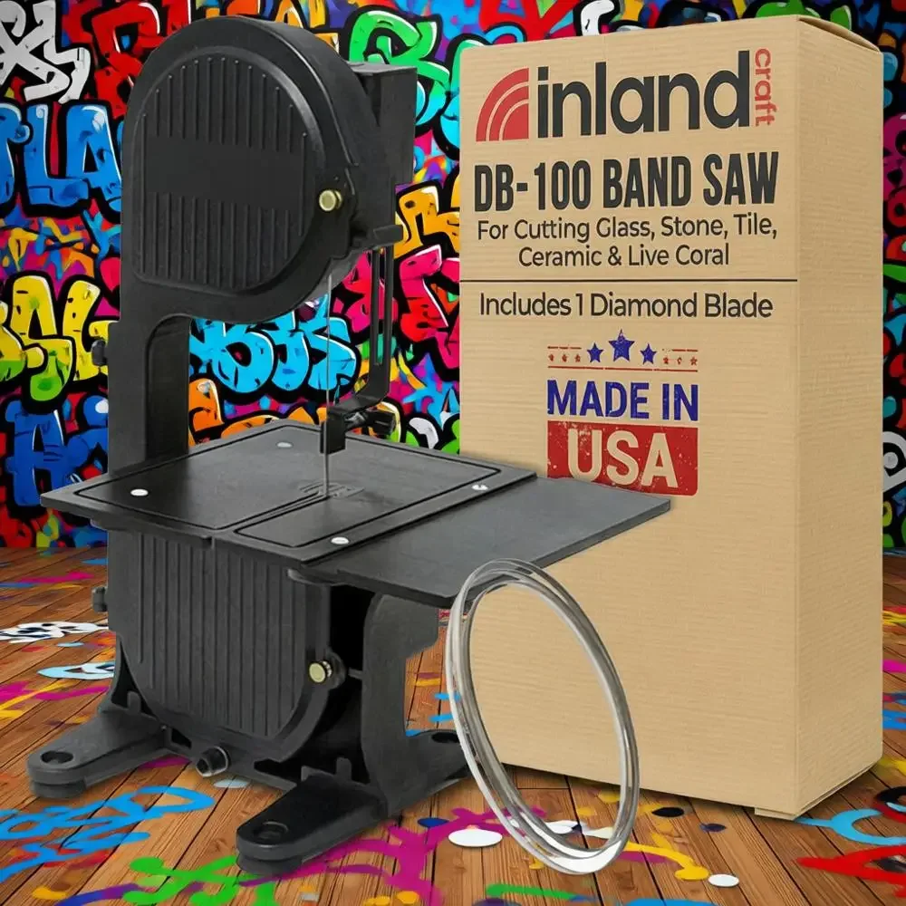 

Versatile Band Saw for Cutting Glass, Stone, Plastic, Wood, Metal, and Coral with Diamond Blade - Black