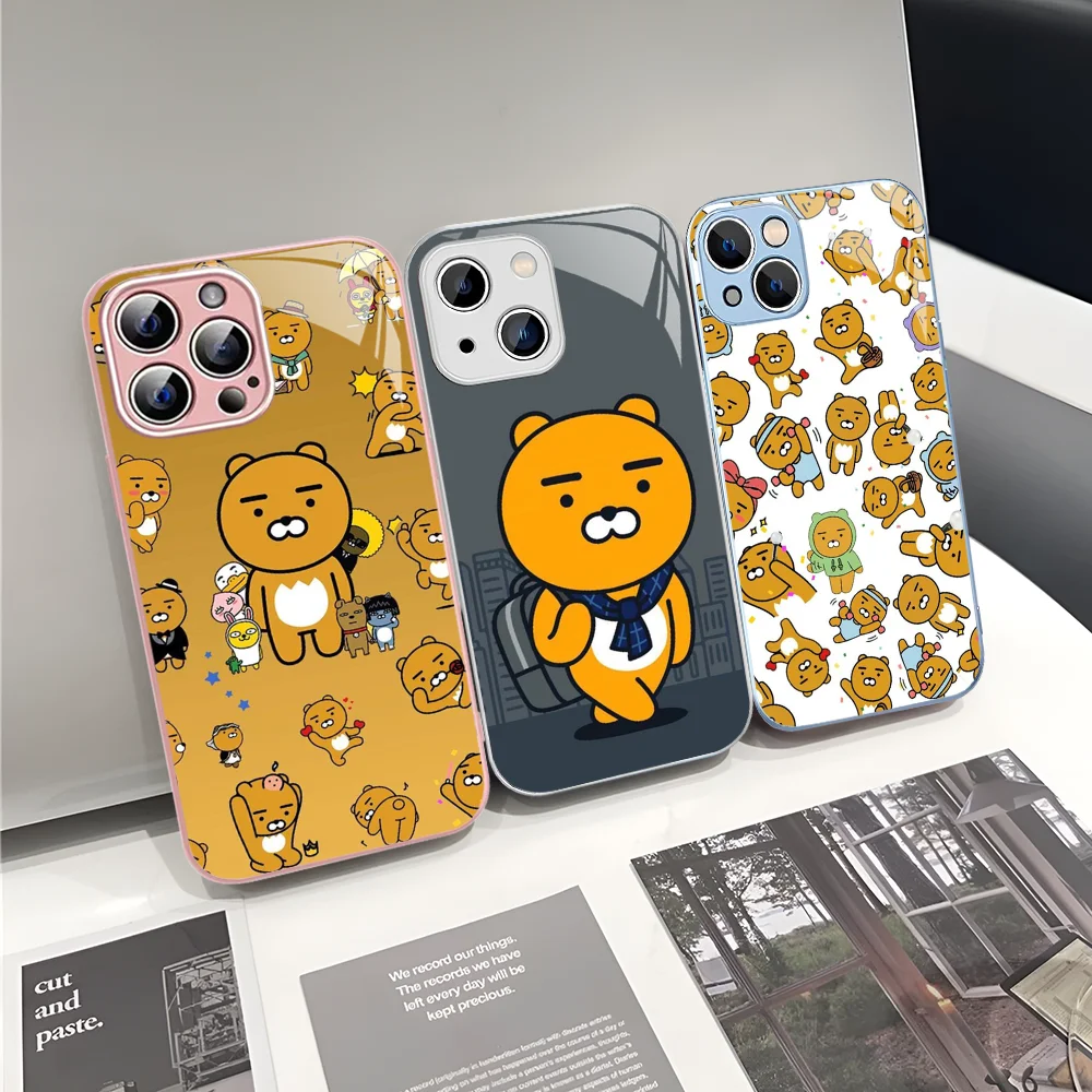 Cartoon Cute K-Kakao F-Friend Phone Case Tempered Glass For Iphone 14 13 12 11 Pro Mini XS MAX 14Plus X XS XR Cover