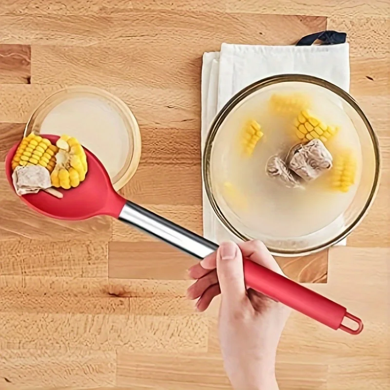 Durable Silicone Spoon with Tube Handle for Easy Gripping and Safe Cooking
