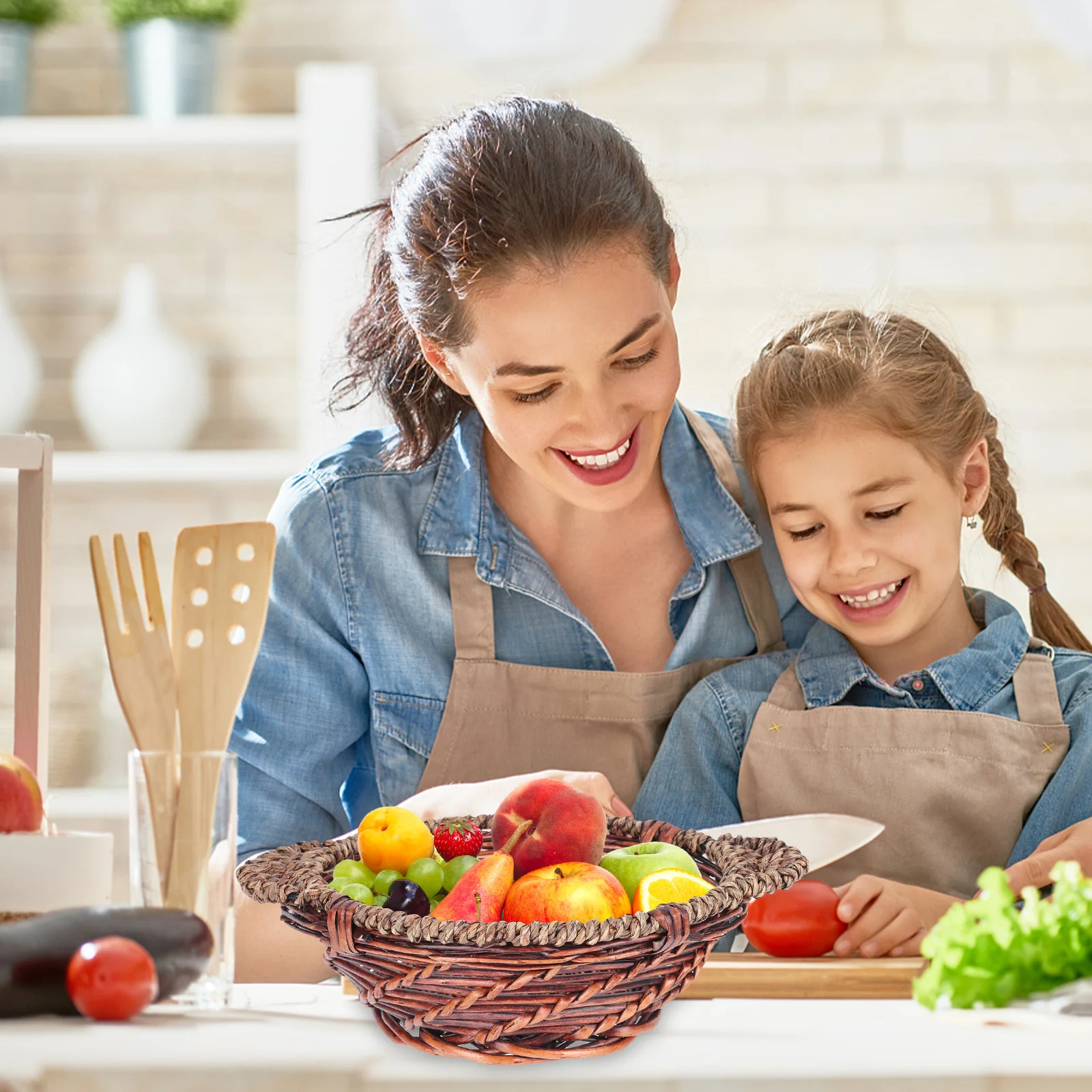

Woven Baskets H made Storage Tray Bread Basket Creative Fruit Holder Wicker Kitchen Friendly Home ganizer