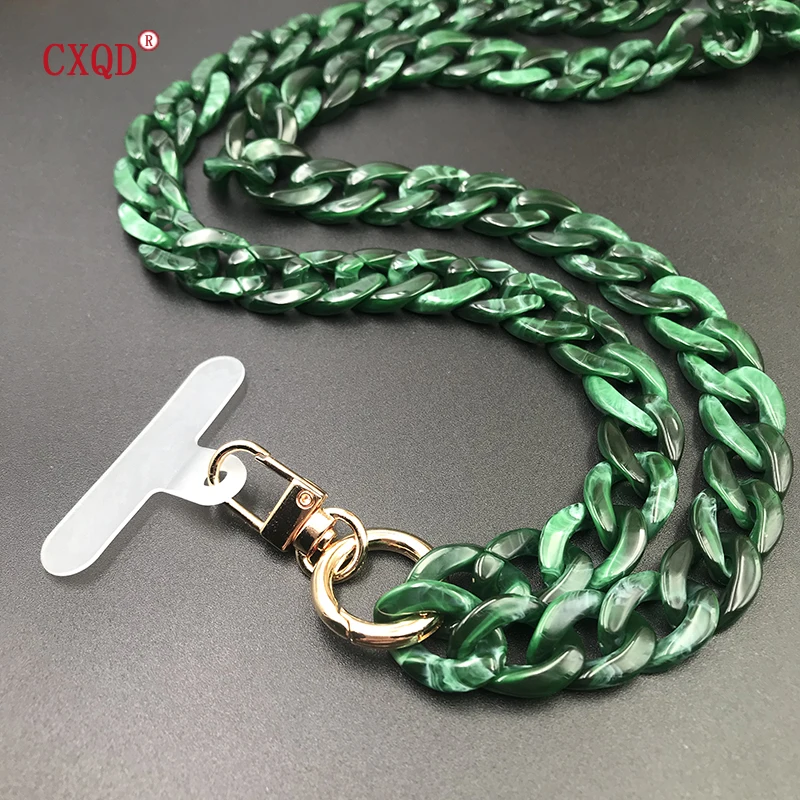 Cordón de acrílico para teléfono móvil, correa de cuello con diseño biselado, antipérdida, colorida, portátil, accesorios para regalos al aire