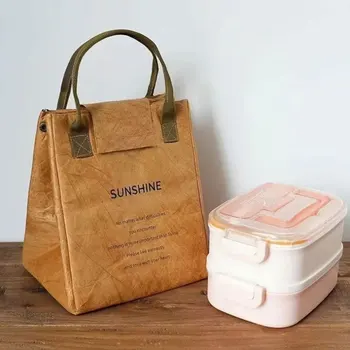 Paper Bag Thermal Bag Custom Portable Lunch Bag kraft Paper Refrigerated Bento Bag Office…