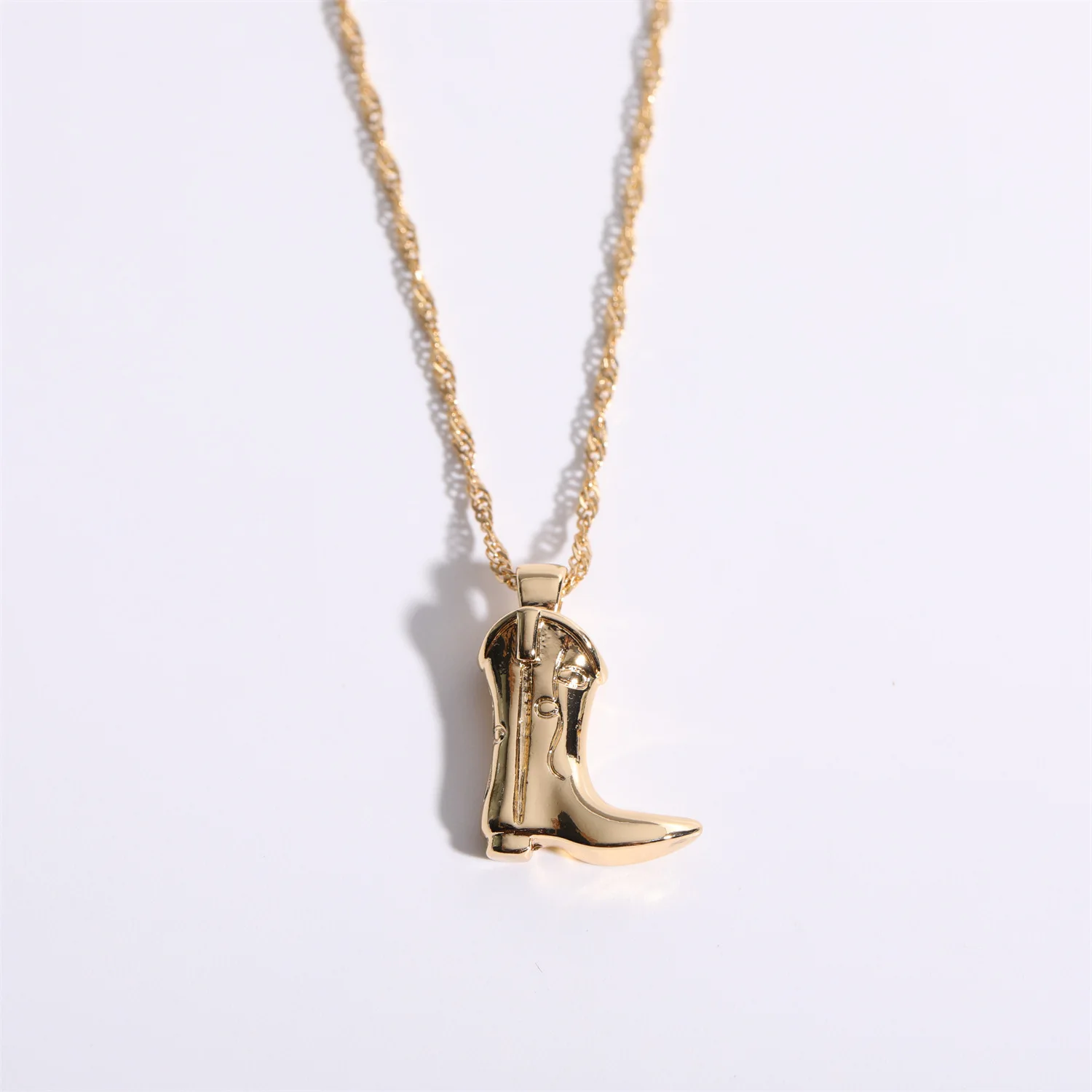 Stainless Steel Cowboy Boots Pendant Necklace For Women Vintage Punk Gold Plated Shoes Clavicle Chain Delicate Lucky Jewelry