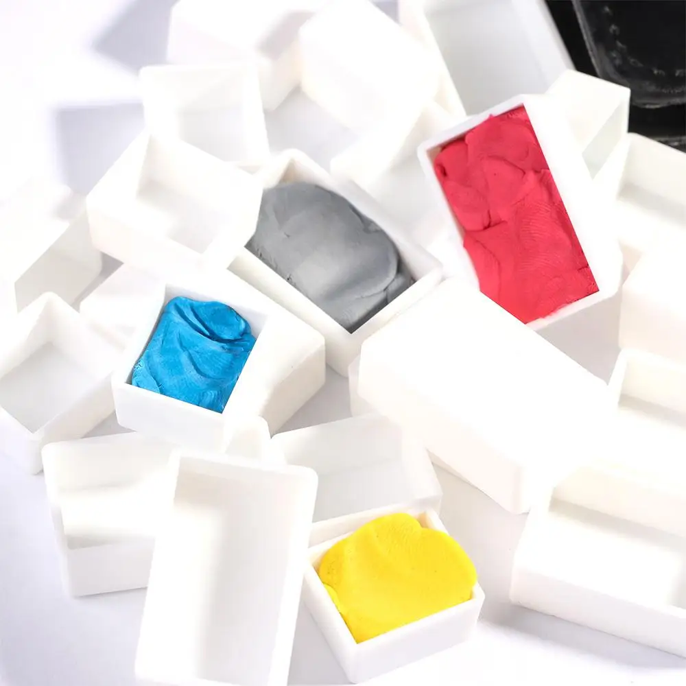 6/12/24/48pcs 3.2ml Plastic Artists Half Pans Art Supplies Watercolor Paint Grid Paint Palette Painting Supplies