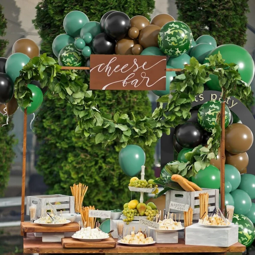 114pcs Green Camouflage Balloon Garland Arch Kit For Outdoor Party Decoration Birthday Hunting Camping Game Jungle Themed Party